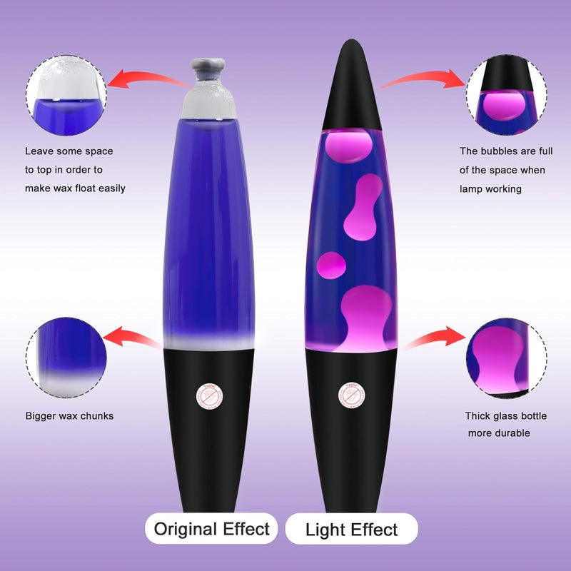 Vanful Store 16 Inches Purple Magma Lamp with White Wax Black Base Soothing Liquid Motion Lamp Home Decoration Bedroom Living Room Night Light for Adults Kids Boys Girls - Image 4